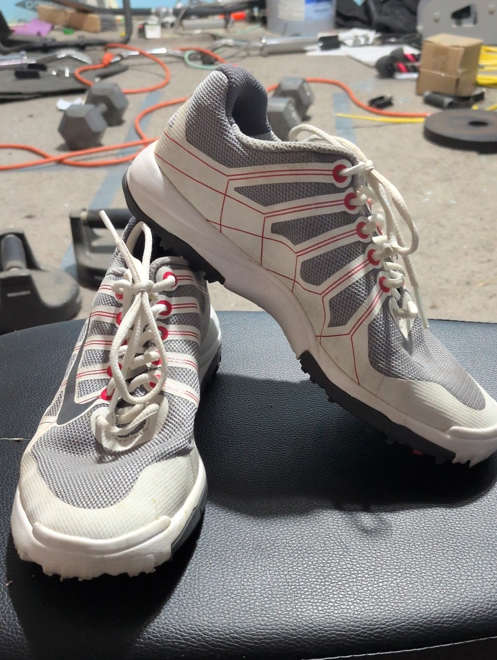 Nike Kids Grey, White and Red Athletic Sneakers